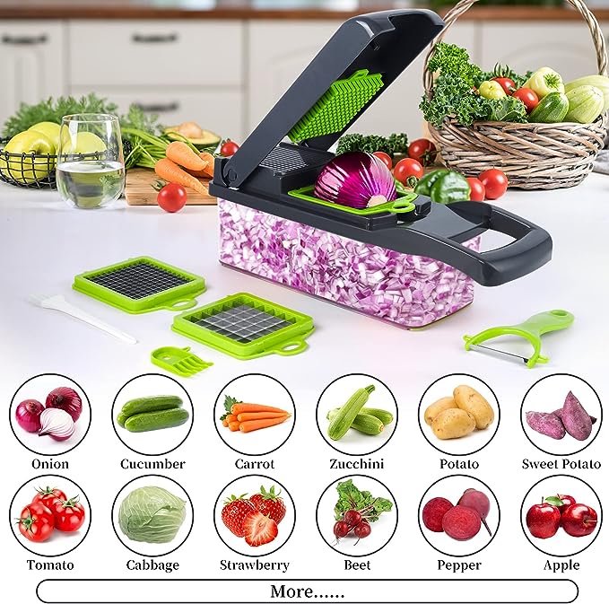 Press-style vegetable chopper and Cutter